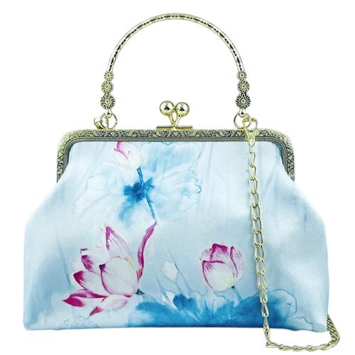accessoire mode sac a bandouliere bleu fleuri