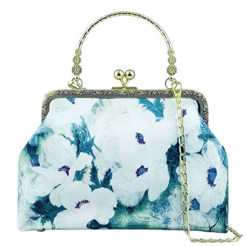 sac a bandouliere motif fleur bleu femme