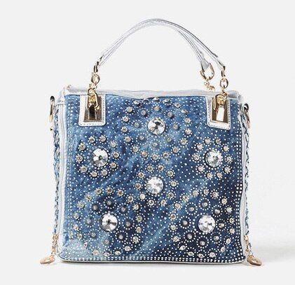 sac en jean avec strass pour femme