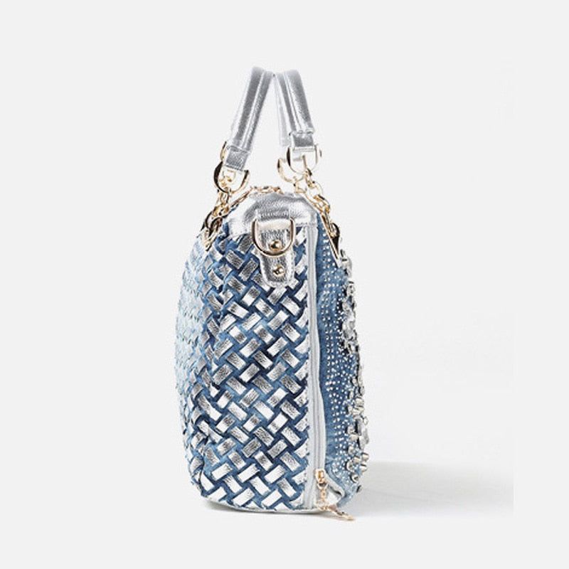 sac féminin en jean orné de strass