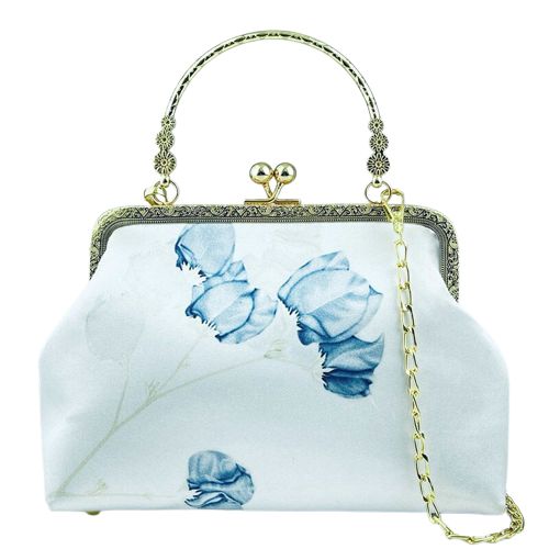 sac femme bandouliere imprimé fleurs bleues