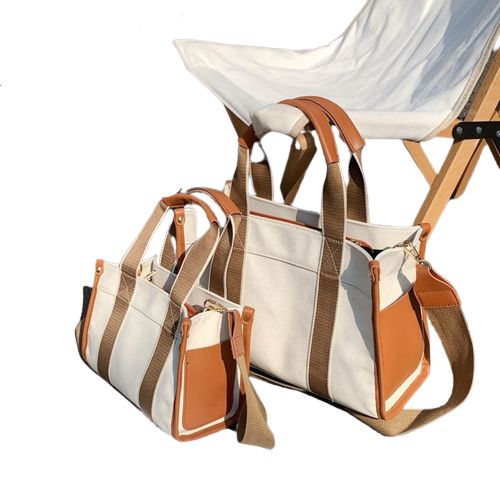 sac tote femme en toile camel