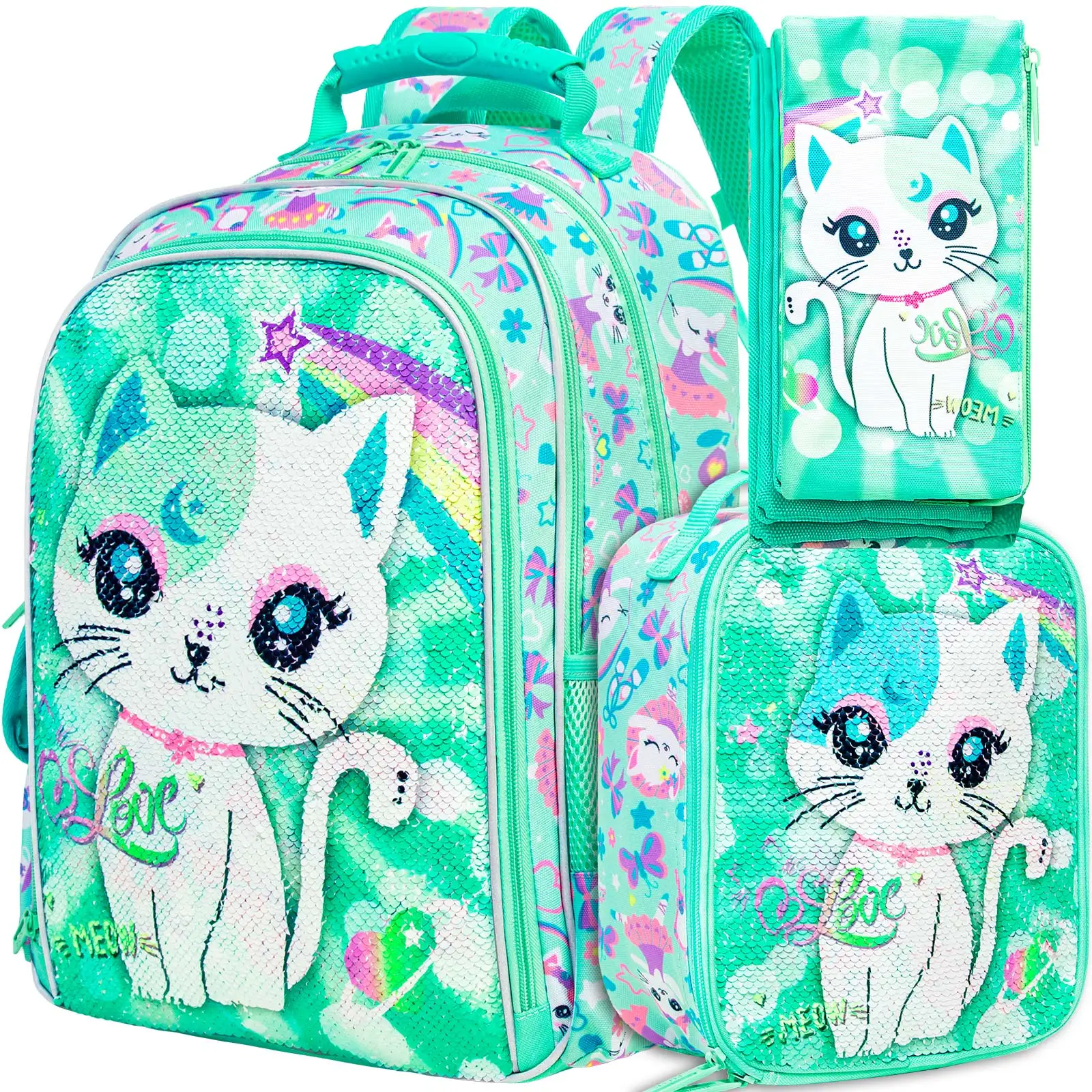 boîte à lunch sac à dos chat à paillettes