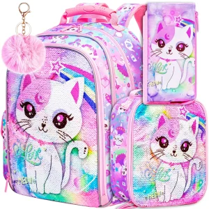 sac à dos pour enfants chat à paillettes